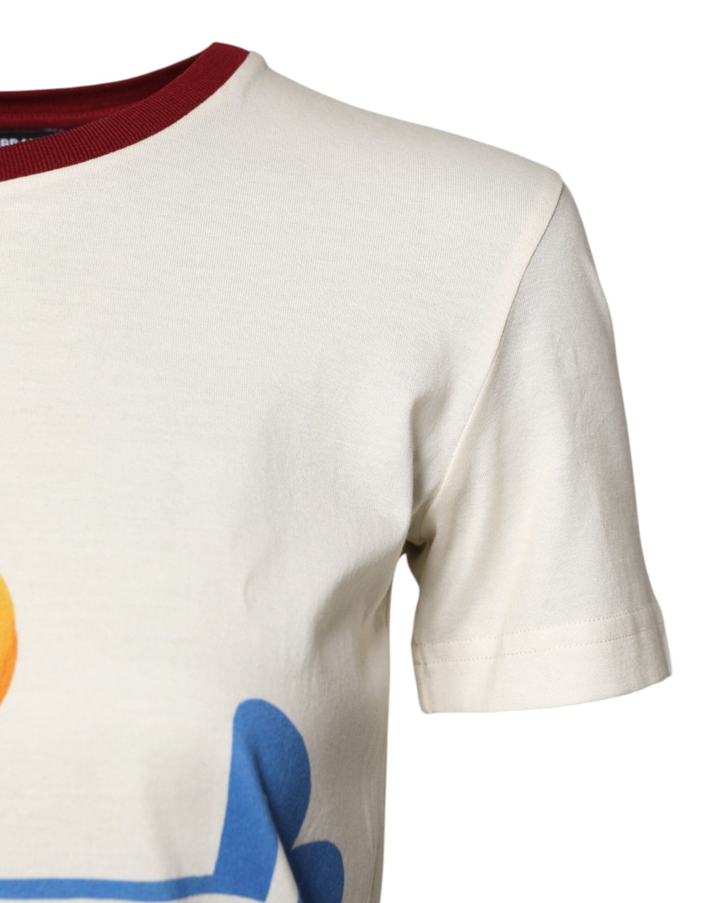 Dolce & Gabbana White Cotton Print Short Sleeves Top Women's T-shirt