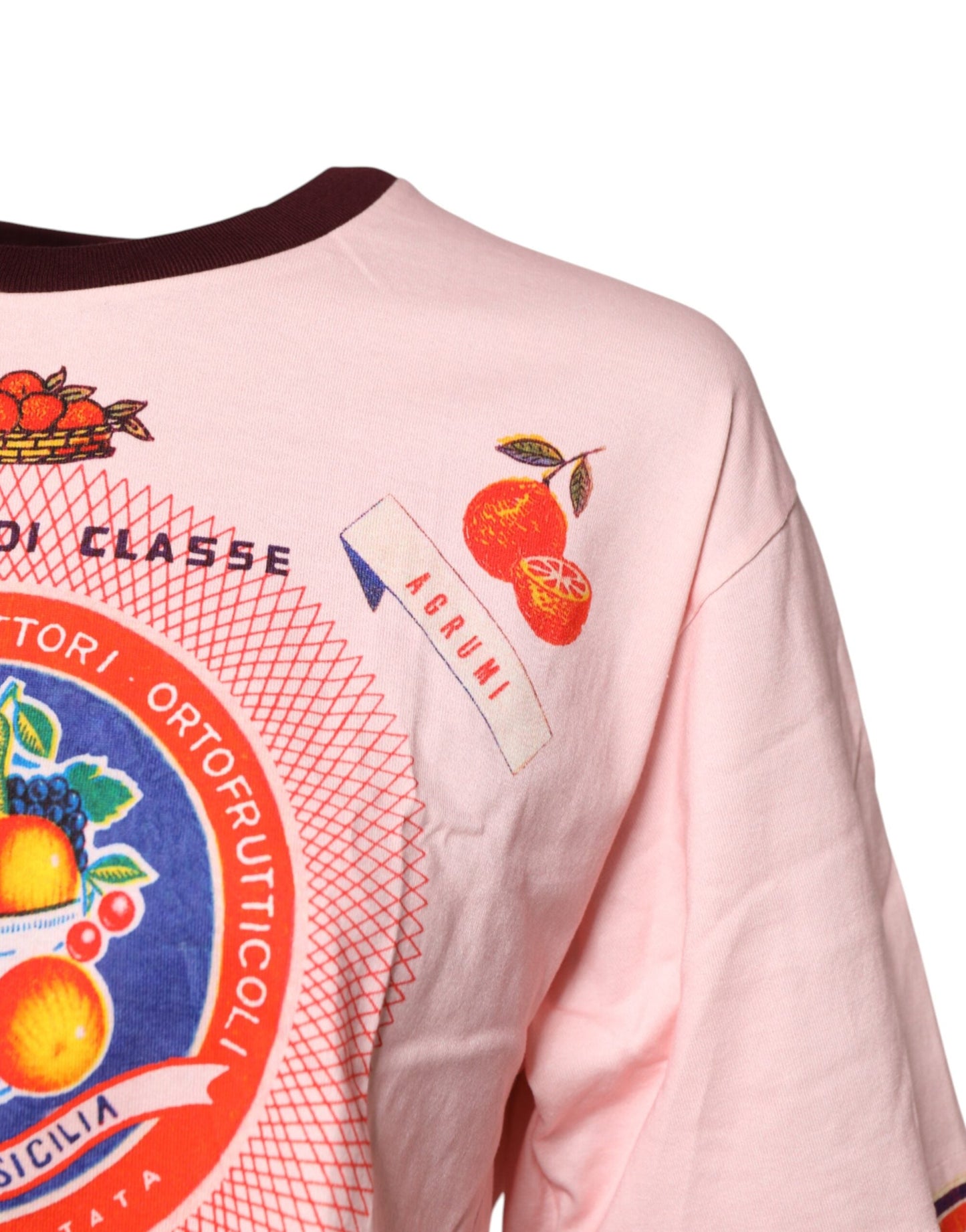 Dolce & Gabbana Pink Print Cotton Short Sleeves Cropped Women's Top