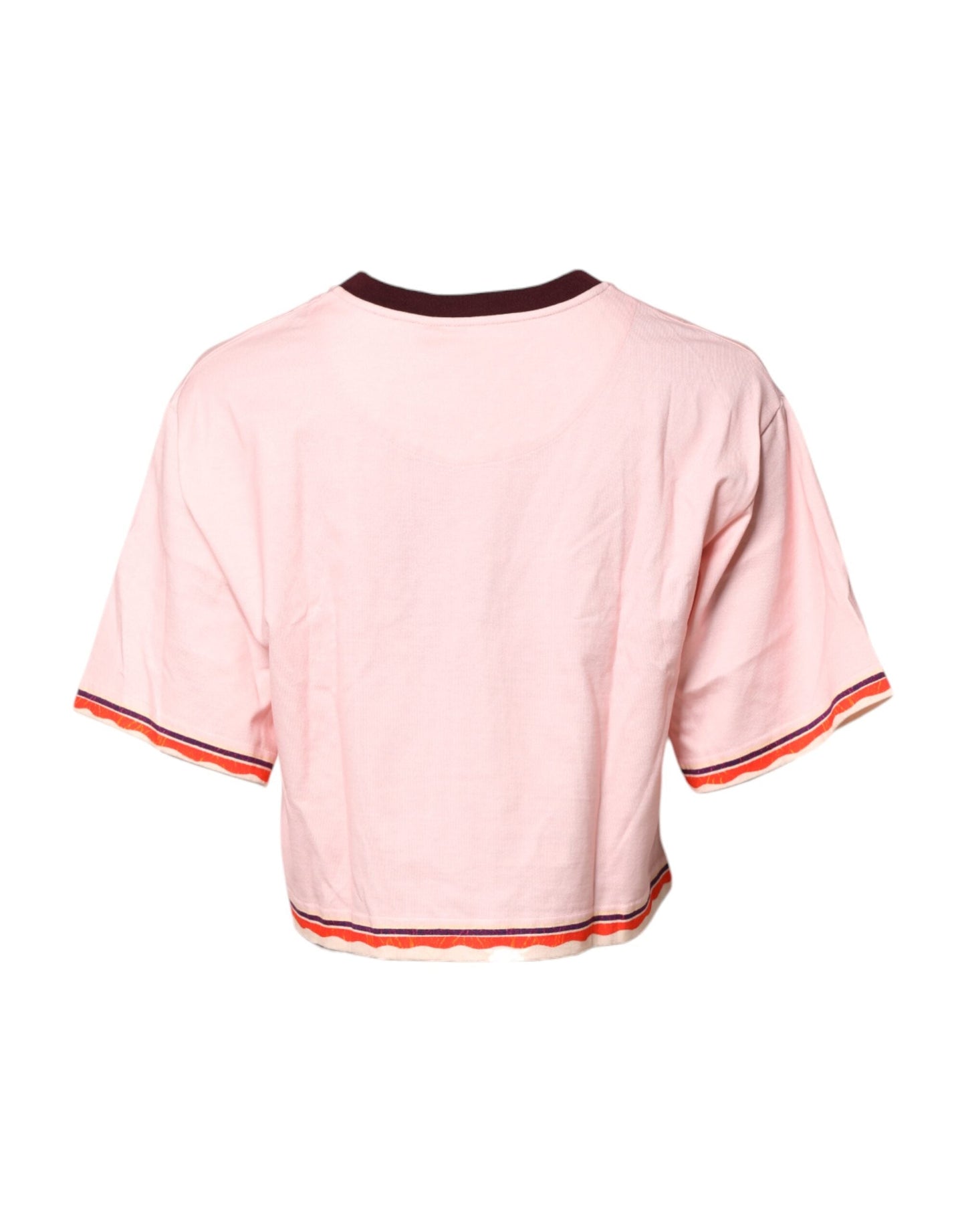Dolce & Gabbana Pink Print Cotton Short Sleeves Cropped Women's Top