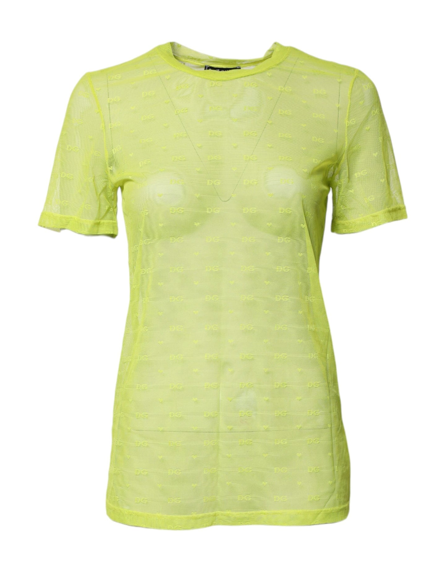 Dolce & Gabbana Green Nylon See Through Women Short Sleeves Women's Top