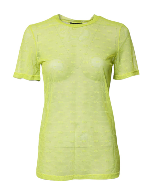 Dolce & Gabbana Green Nylon See Through Women Short Sleeves Women's Top