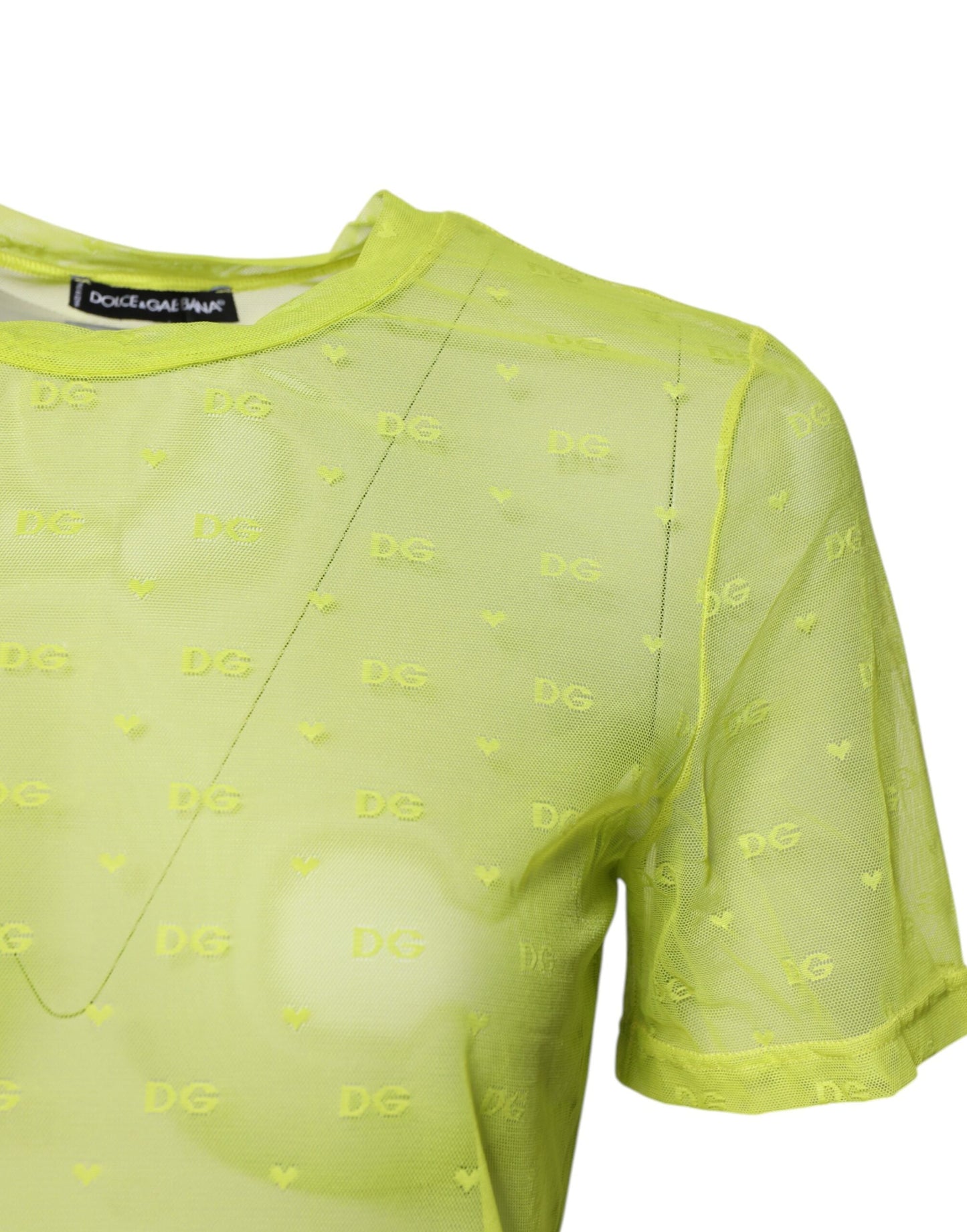 Dolce & Gabbana Green Nylon See Through Women Short Sleeves Women's Top