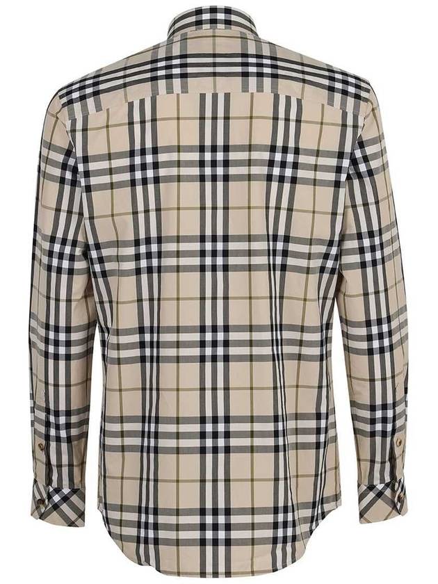Burberry Men's Poplin Check Long Sleeve Shirt Ivory Black