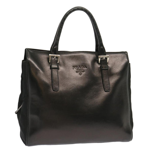 PRADA Hand Bag Leather Black  70340