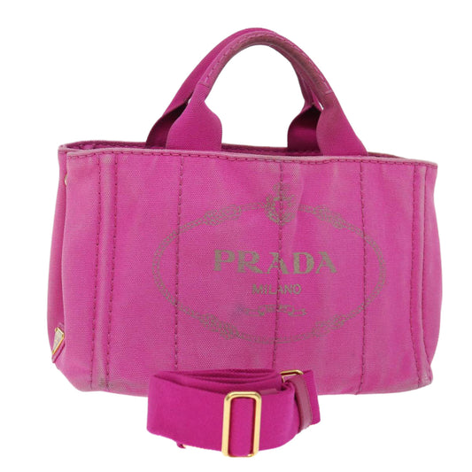 PRADA Canapa PM Hand Bag Canvas 2way Pink  70427