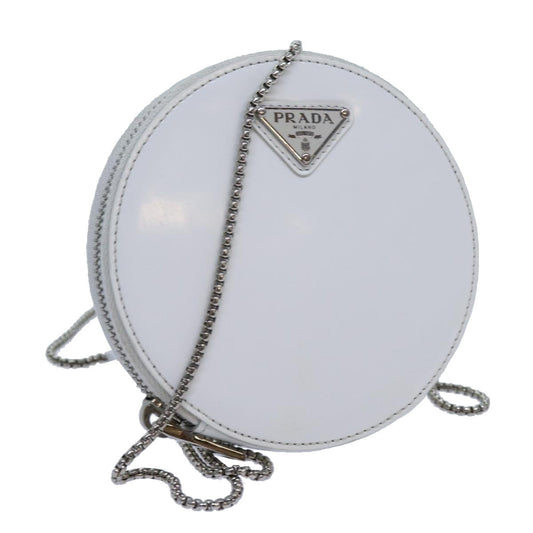 PRADA Chain Shoulder Bag Patent leather White  70442