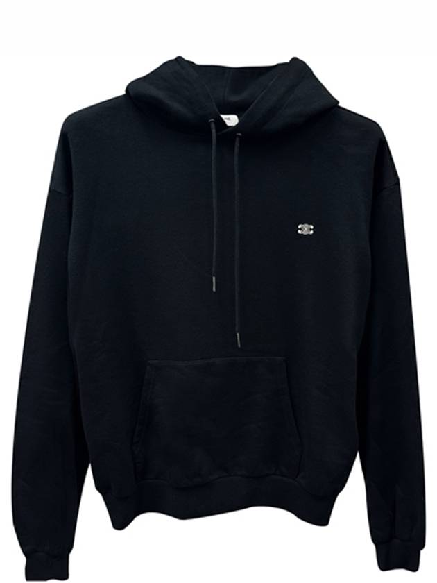 CELINE Triomphe Loose Cotton Cashmere Hoodie Black