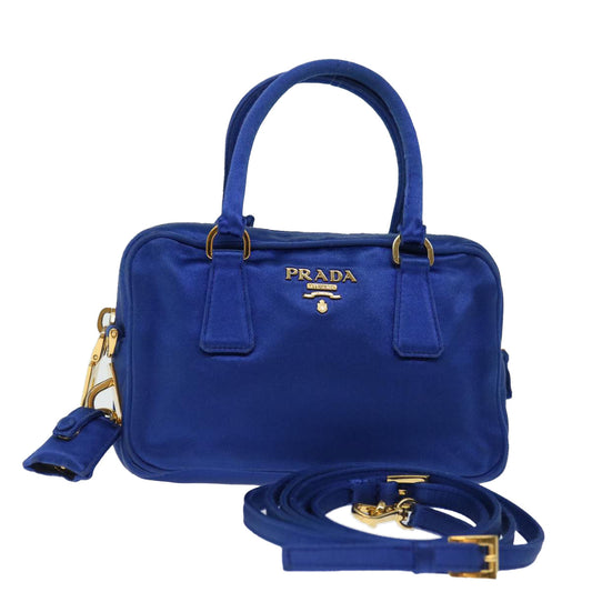 PRADA Hand Bag Satin 2way Blue  70643