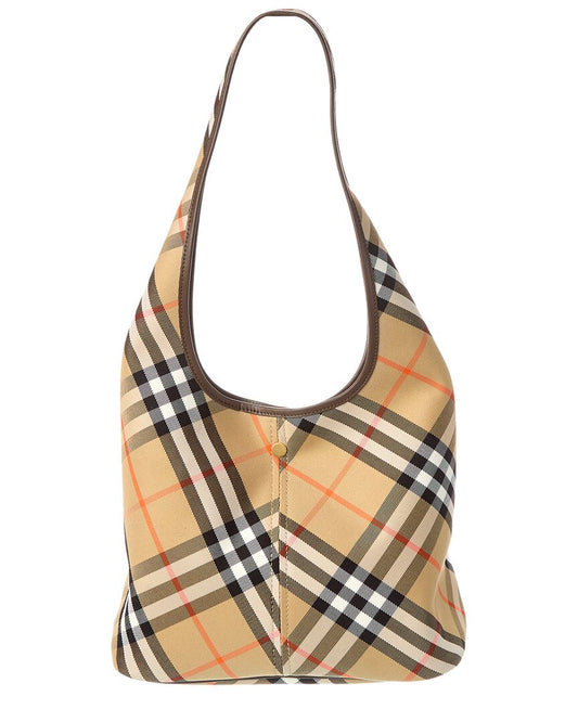 Burberry Check Small Canvas & Leather Hobo Bag