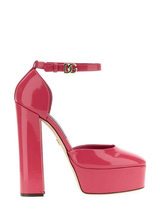 Dolce & Gabbana Women Glossy Leather Platform Pumps