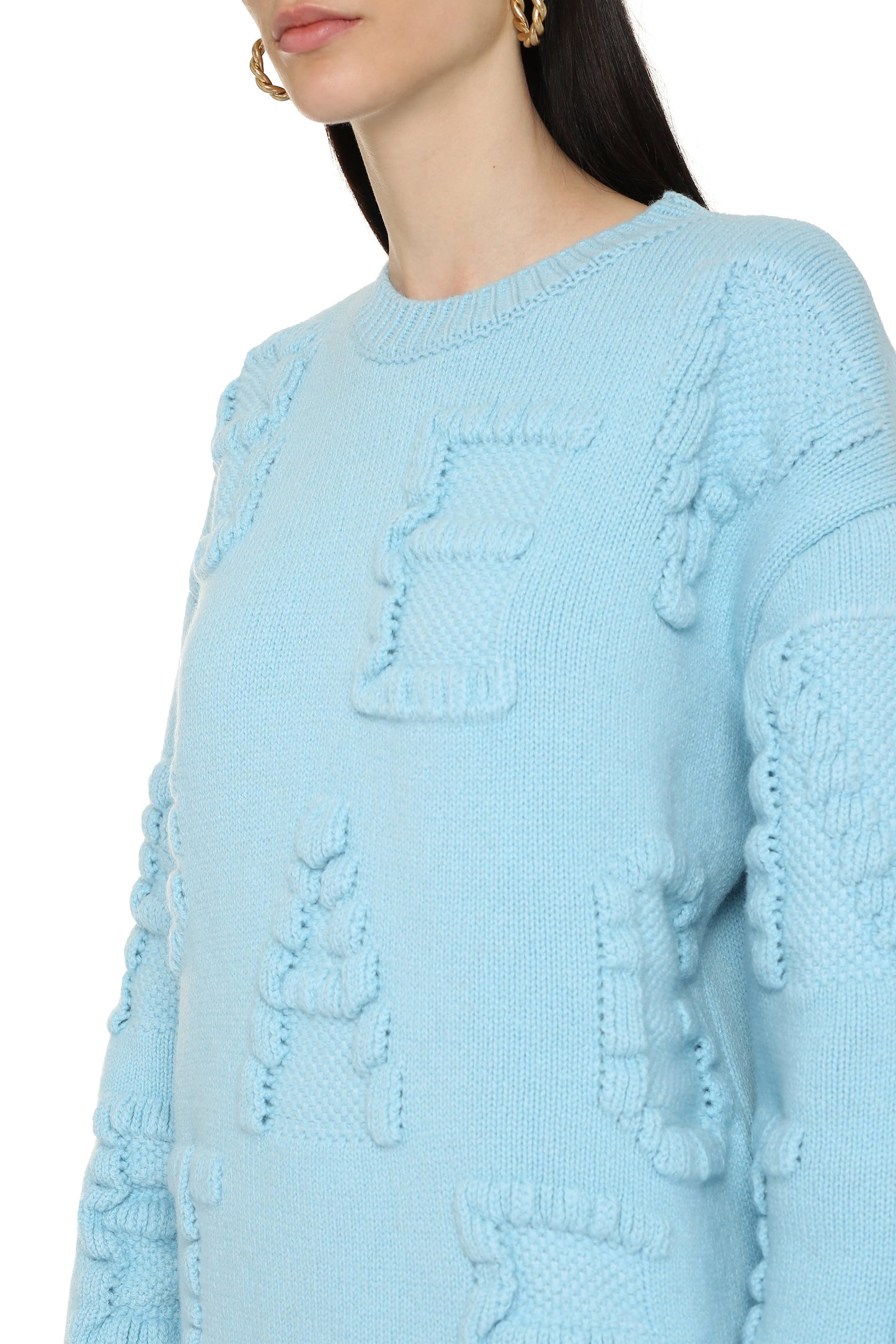 BOTTEGA VENETA Oversized Stretch Wool Blend Shetland Alphabet Sweater