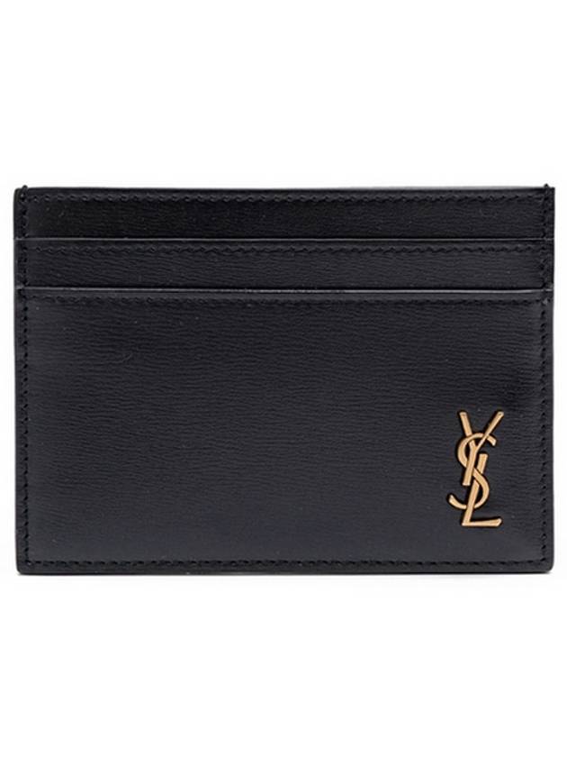 Saint Laurent Tiny Monogram Shiny Leather Card Case Black
