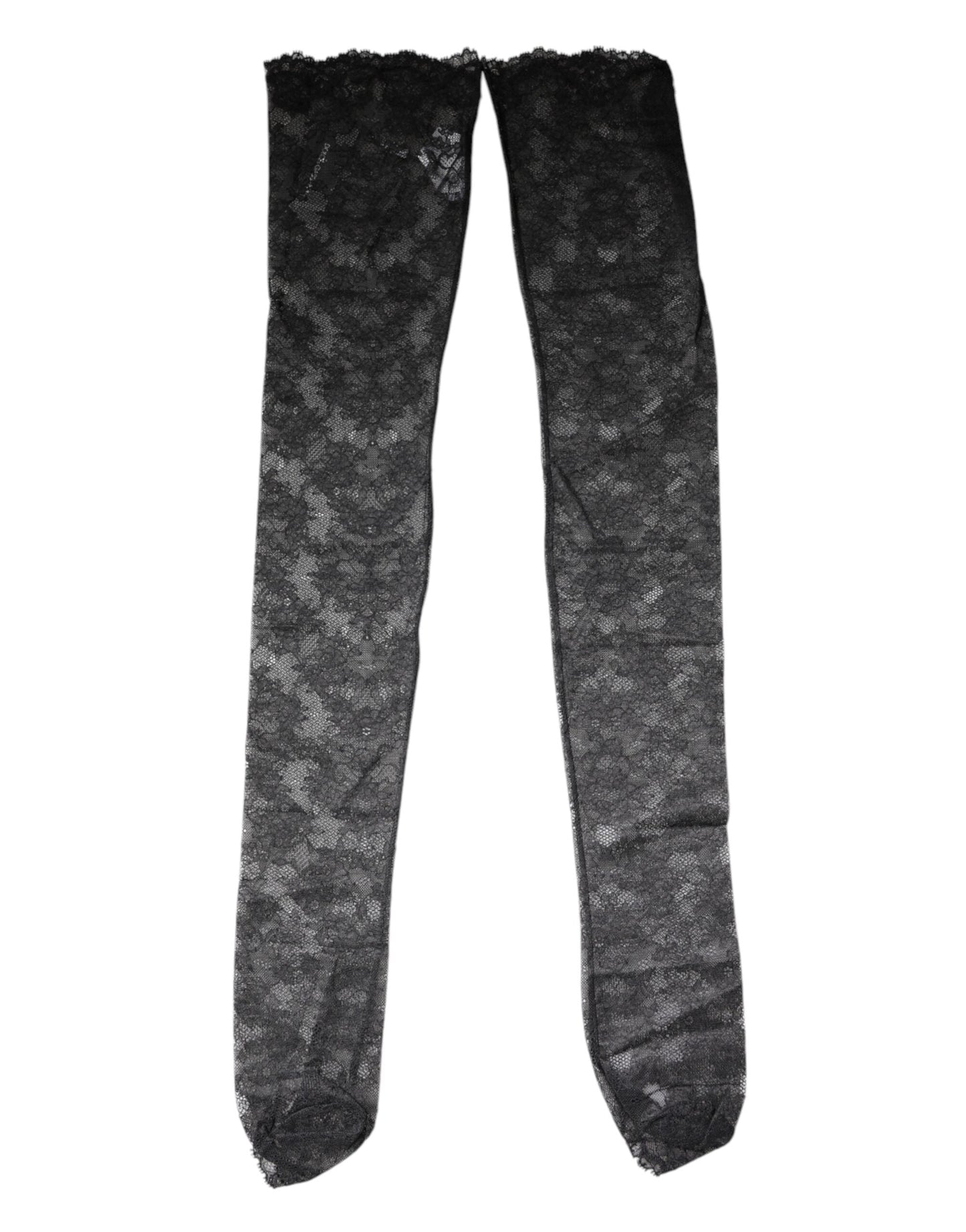 Dolce & Gabbana Black Floral Lace Cotton Stretch Stockings Women's Socks