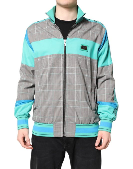 Dolce & Gabbana Multicolor Plaid Full Zip Windbreaker Men's Jacket ()