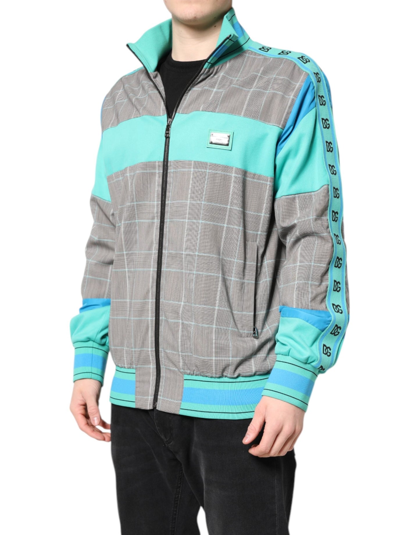 Dolce & Gabbana Multicolor Plaid Full Zip Windbreaker Men's Jacket ()