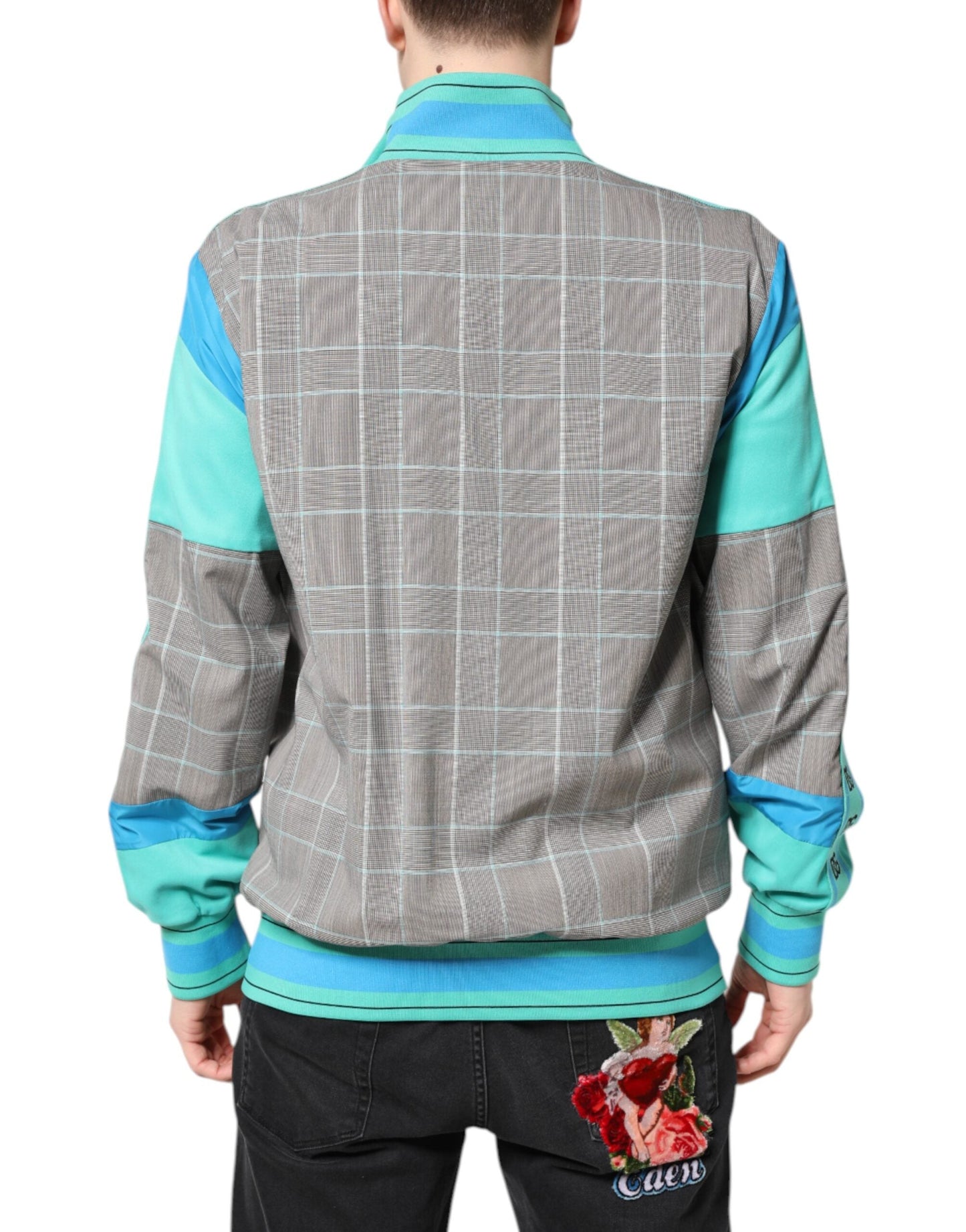 Dolce & Gabbana Multicolor Plaid Full Zip Windbreaker Men's Jacket ()