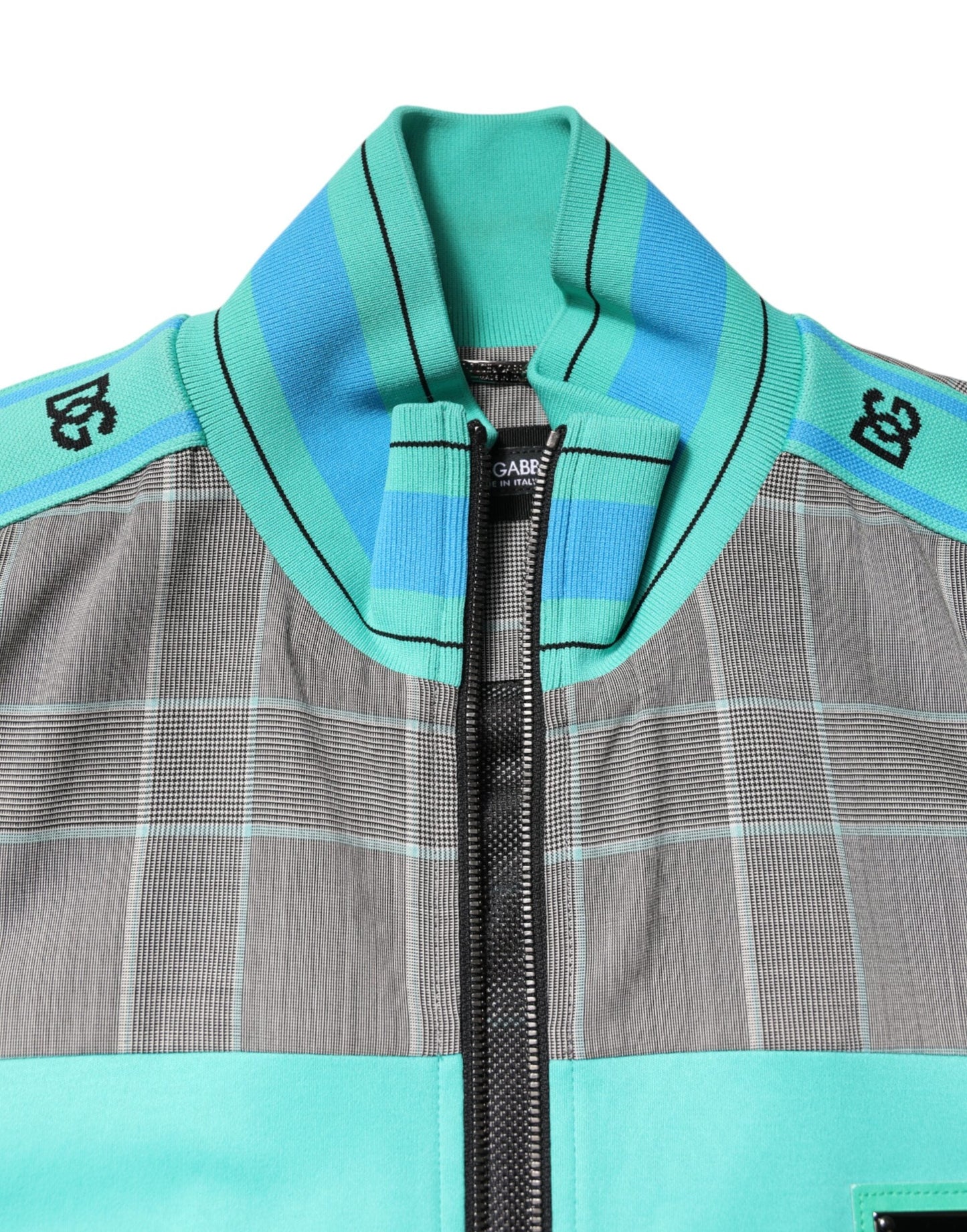 Dolce & Gabbana Multicolor Plaid Full Zip Windbreaker Men's Jacket ()