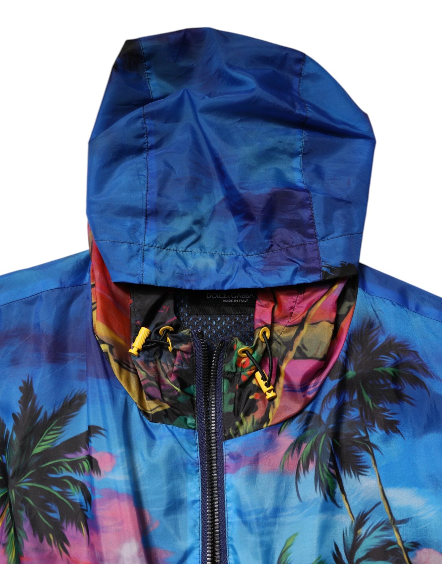 Dolce & Gabbana Multicolor Print Hooded Windbreaker Men's Jacket