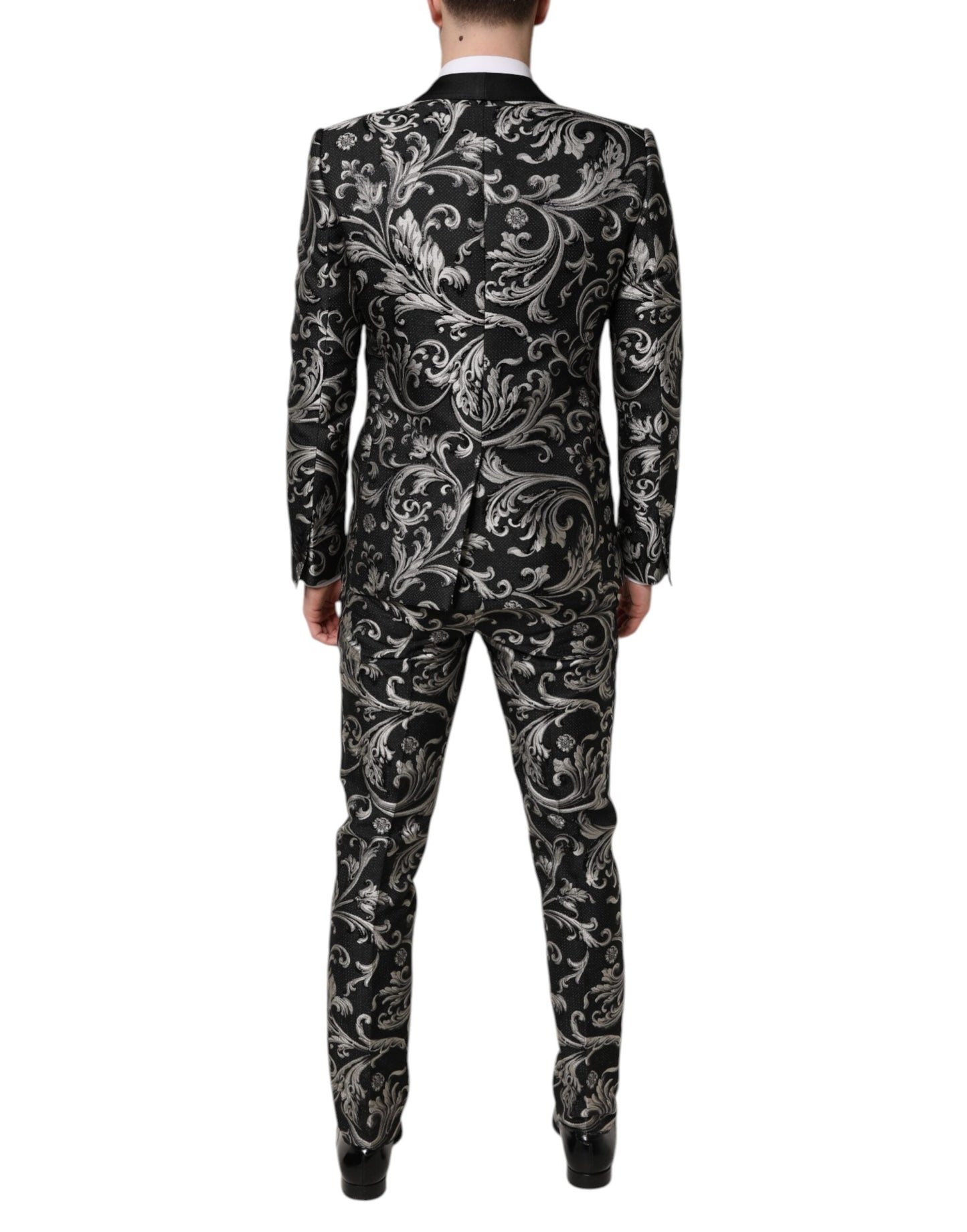 Dolce & Gabbana Black Gray MARTINI Jacquard Men 3 Piece Men's Suit