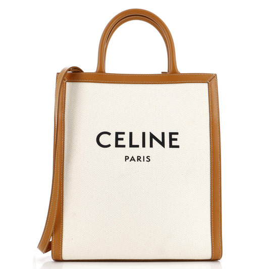 Celine Vertical Cabas Tote Canvas with Leather Small