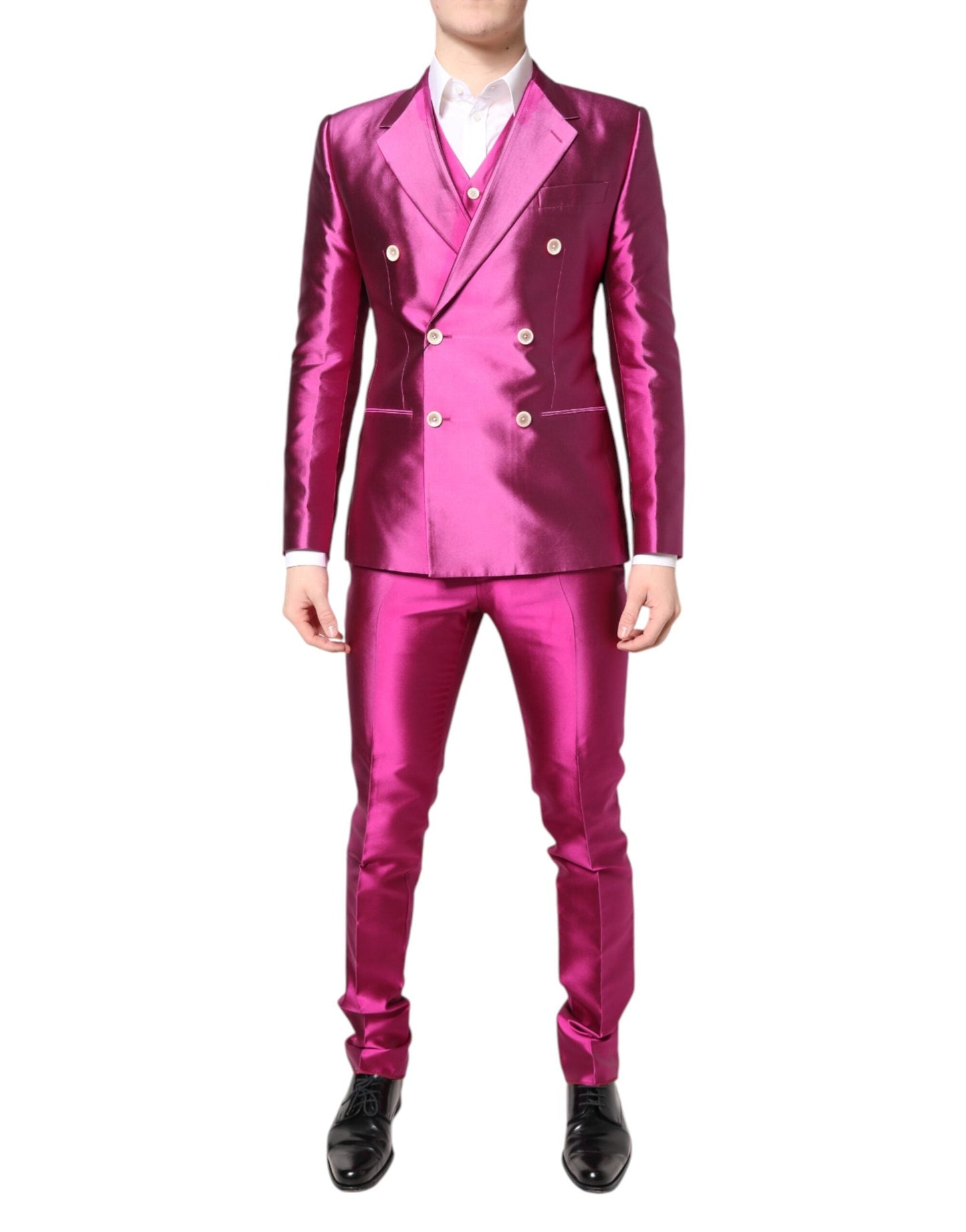 Dolce & Gabbana Pink SICILIA Double Breasted 3 Piece Men's Suit