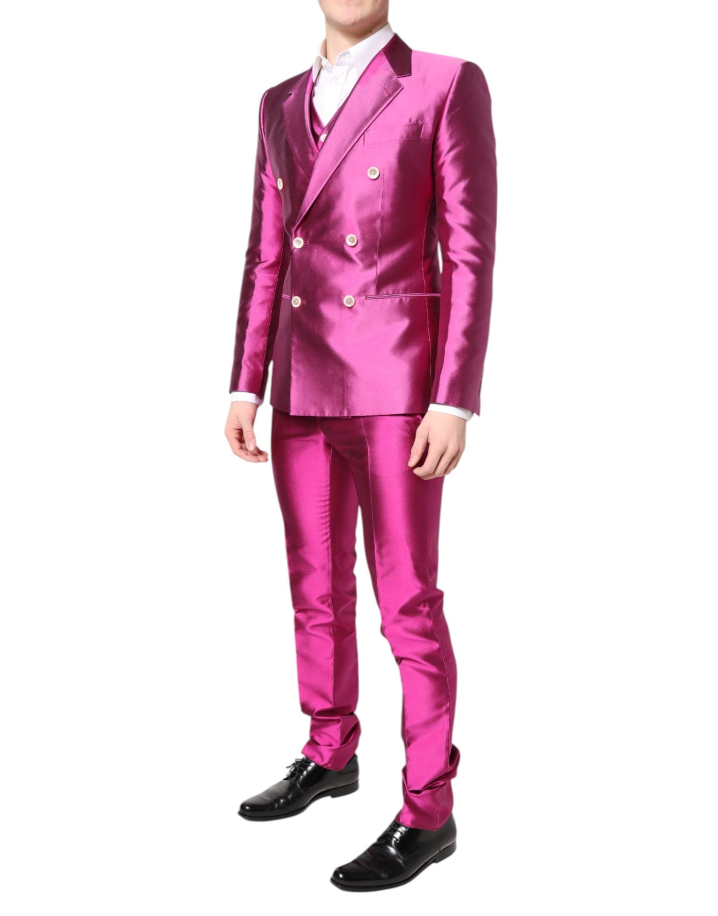 Dolce & Gabbana Pink SICILIA Double Breasted 3 Piece Men's Suit