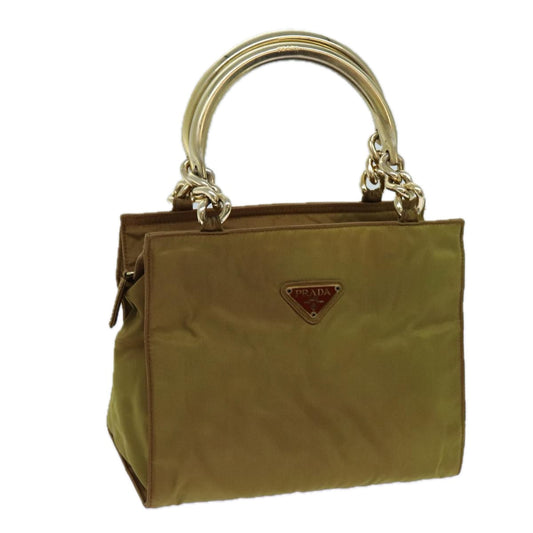 PRADA Chain Hand Bag Nylon Khaki  70956