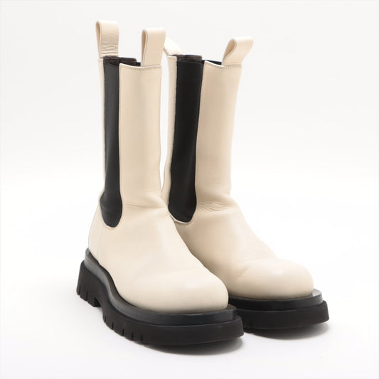Bottega Veneta  Leather Side Gourmet Boots 39  Black X White Luggage