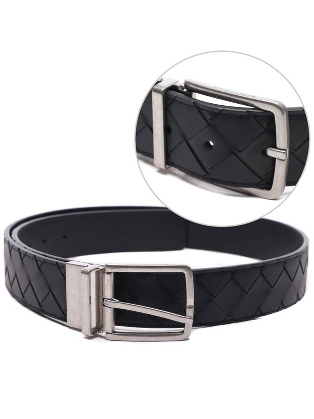 Bottega Veneta Men's Intrecciato Leather Belt Black