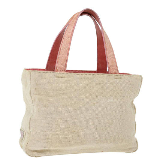 PRADA Hand Bag Canvas Beige Pink  71008