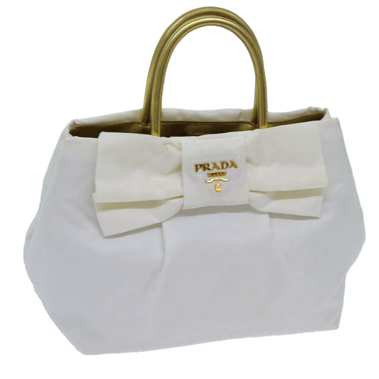 PRADA Hand Bag Nylon White Gold  71016