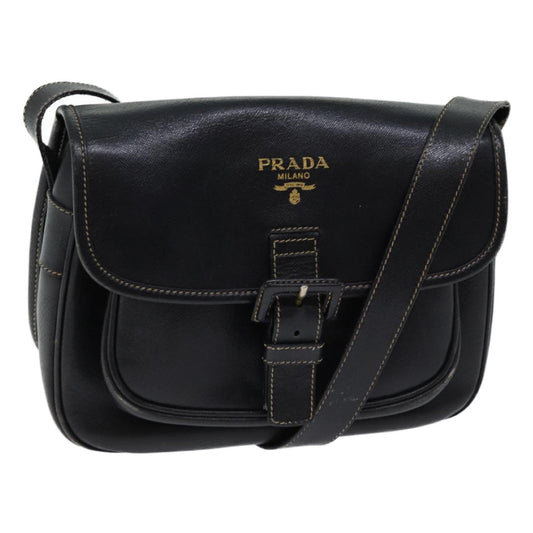 PRADA Safiano leather Shoulder Bag Black  71061