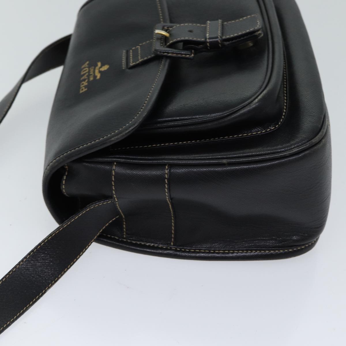 PRADA Safiano leather Shoulder Bag Black  71061