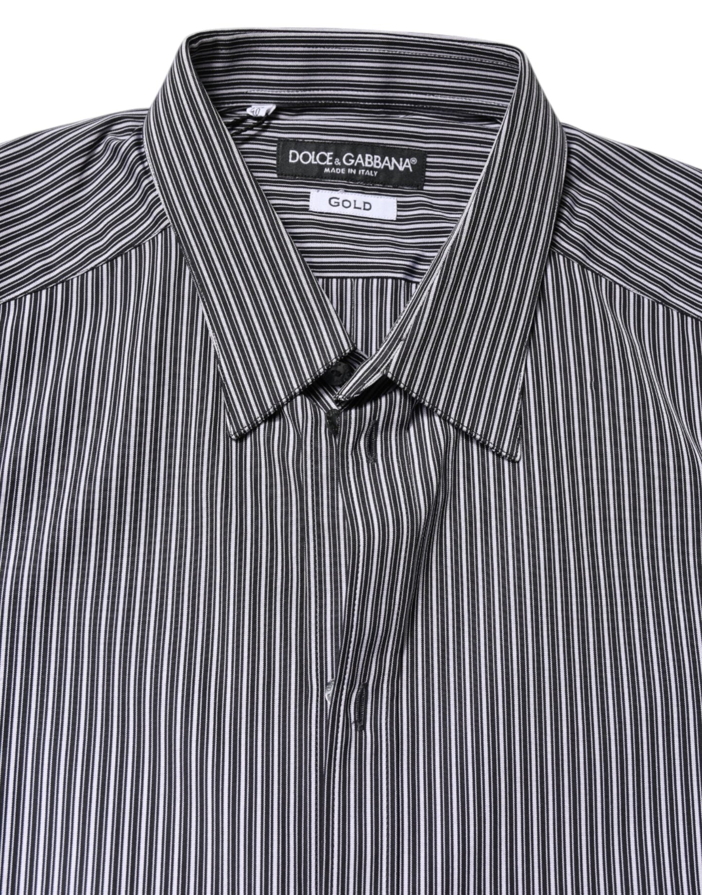 Dolce & Gabbana Black White Striped GOLD Formal Dress Men's Shirt
