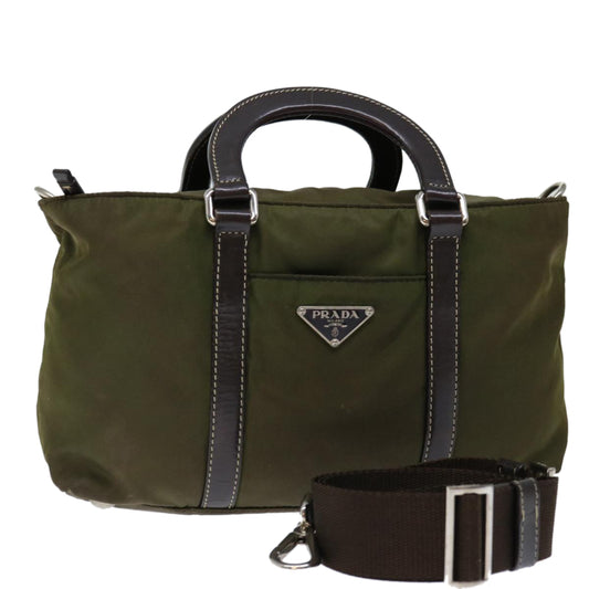 PRADA Hand Bag Nylon 2way Khaki  71095