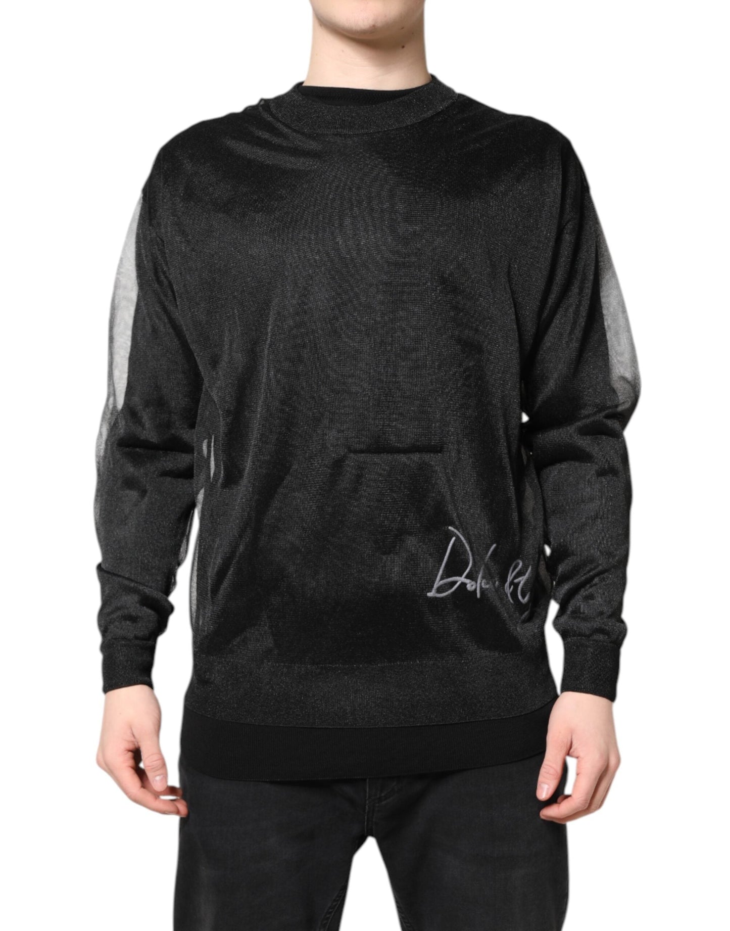 Dolce & Gabbana Black Logo Knitted Crewneck Pullover Men's Sweater ()