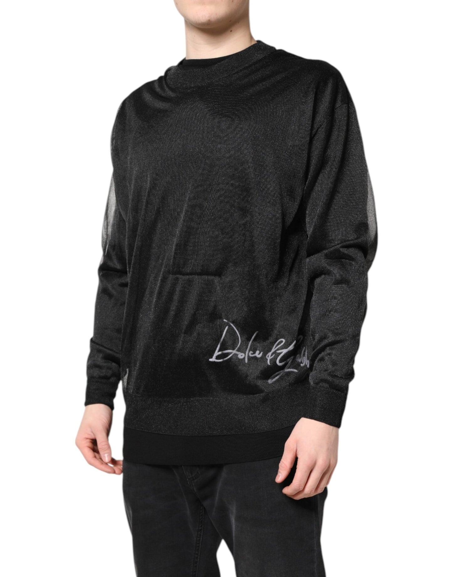 Dolce & Gabbana Black Logo Knitted Crewneck Pullover Men's Sweater ()