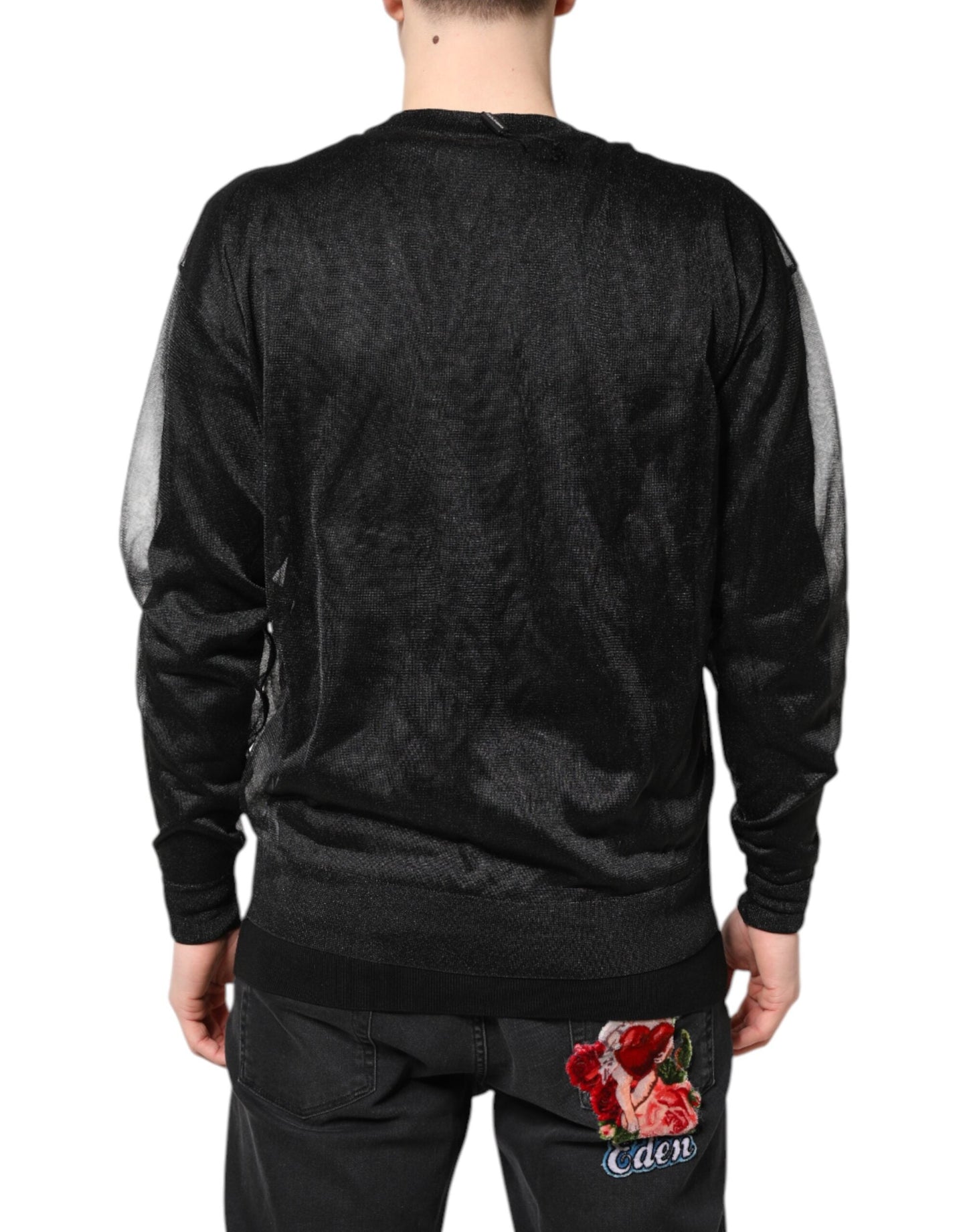 Dolce & Gabbana Black Logo Knitted Crewneck Pullover Men's Sweater ()