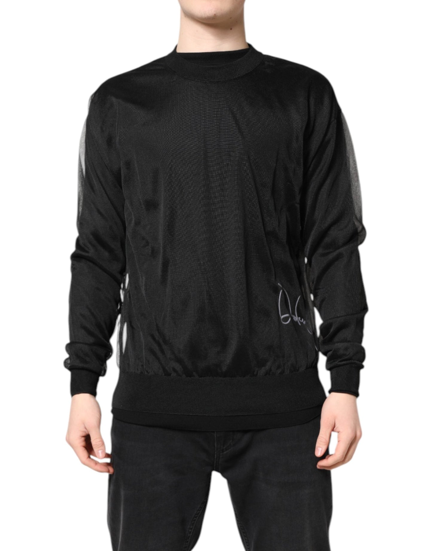 Dolce & Gabbana Black Logo Knitted Crewneck Pullover Men's Sweater ()
