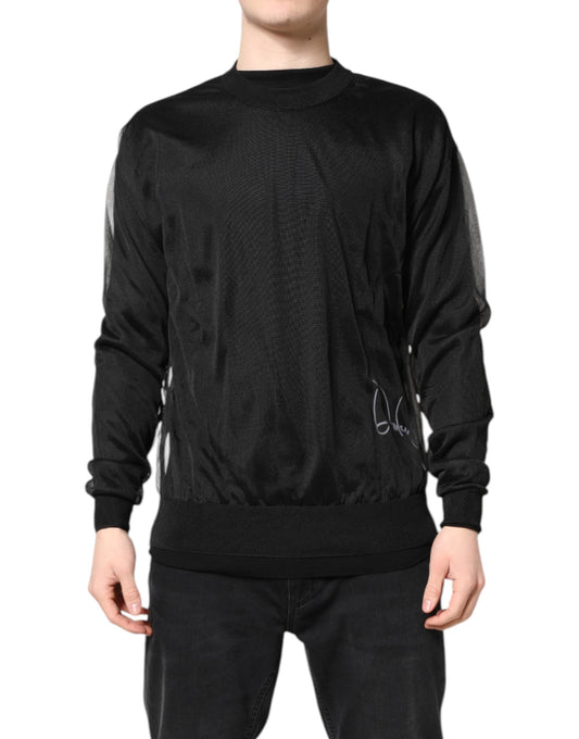 Dolce & Gabbana Black Logo Knitted Crewneck Pullover Men's Sweater ()