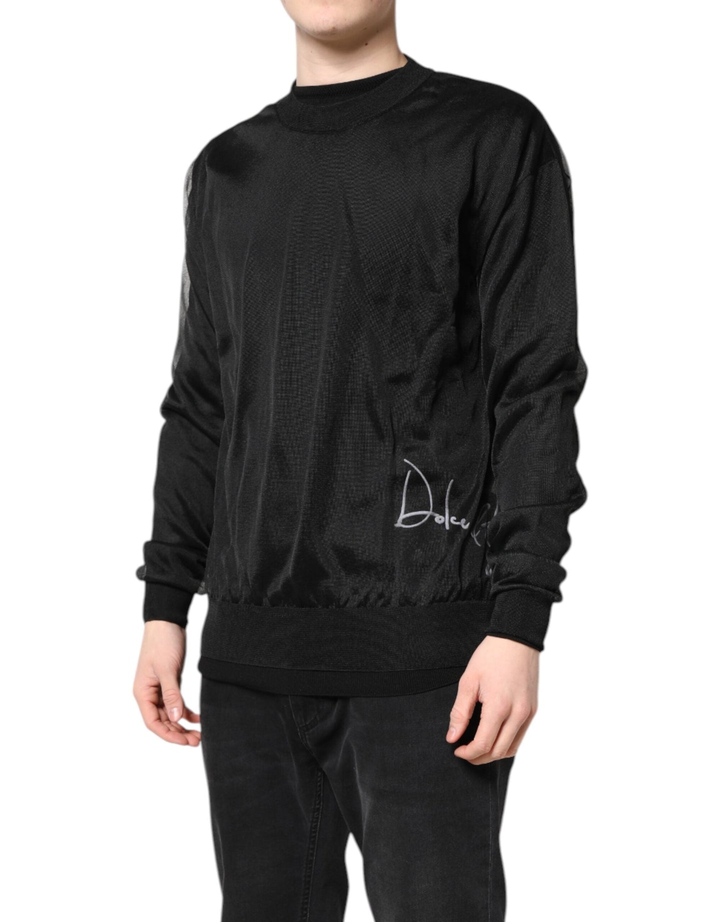 Dolce & Gabbana Black Logo Knitted Crewneck Pullover Men's Sweater ()