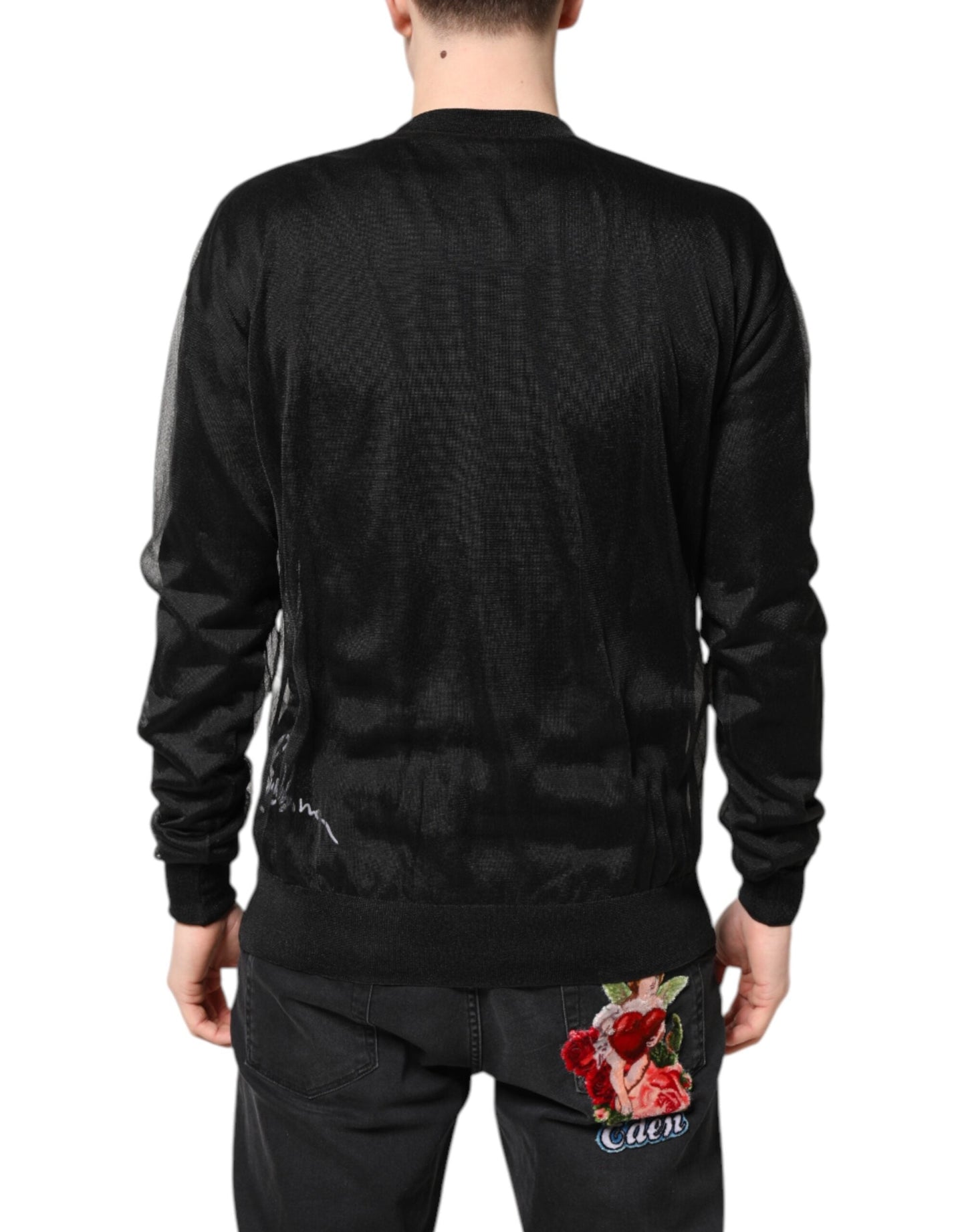 Dolce & Gabbana Black Logo Knitted Crewneck Pullover Men's Sweater ()