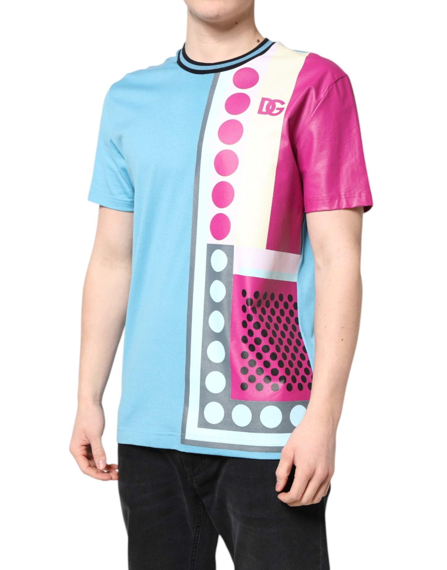 Dolce & Gabbana Multicolor Printed Logo Short Sleeve Men's T-shirt