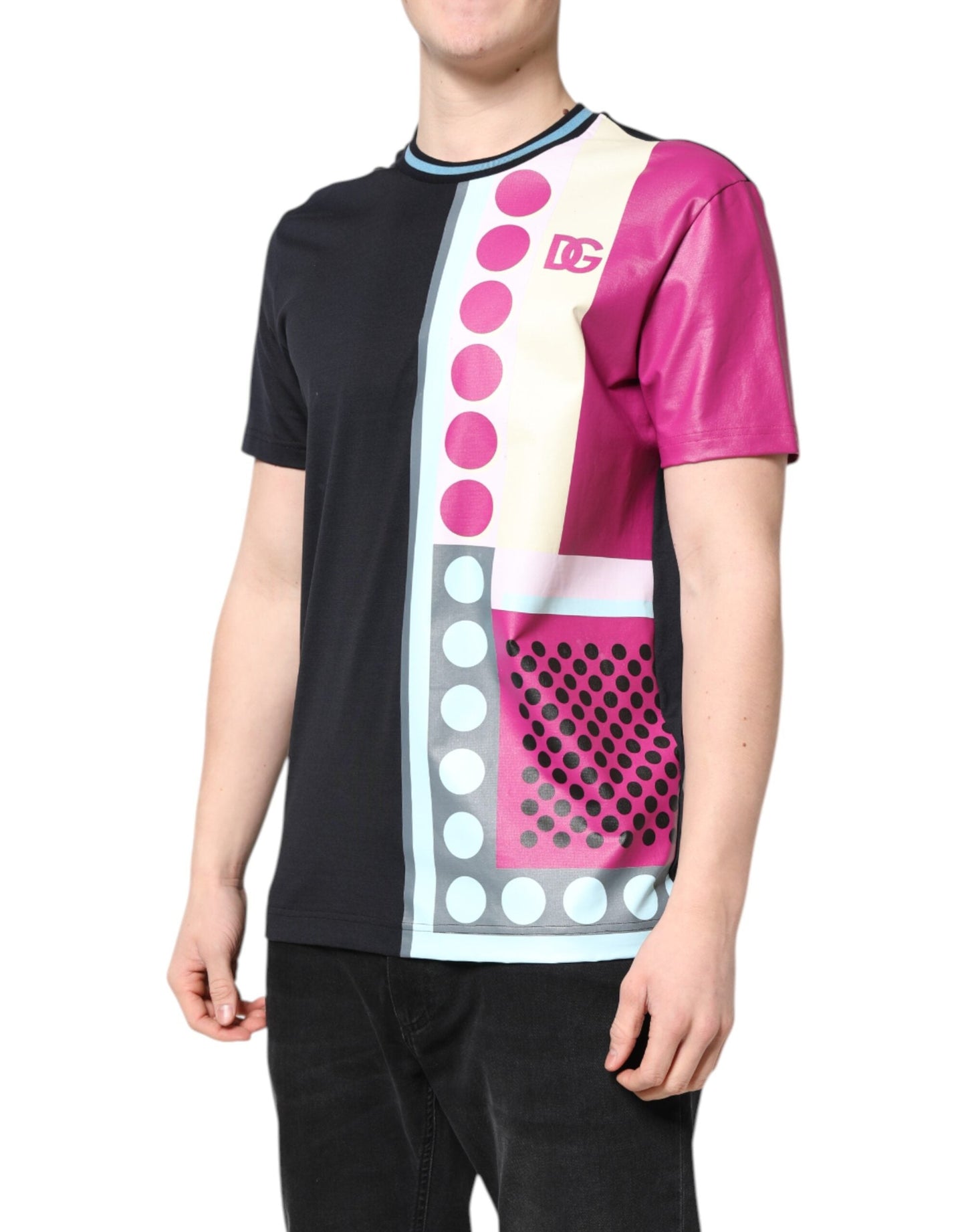 Dolce & Gabbana Multicolor Printed Logo Short Sleeve Men's T-shirt ()