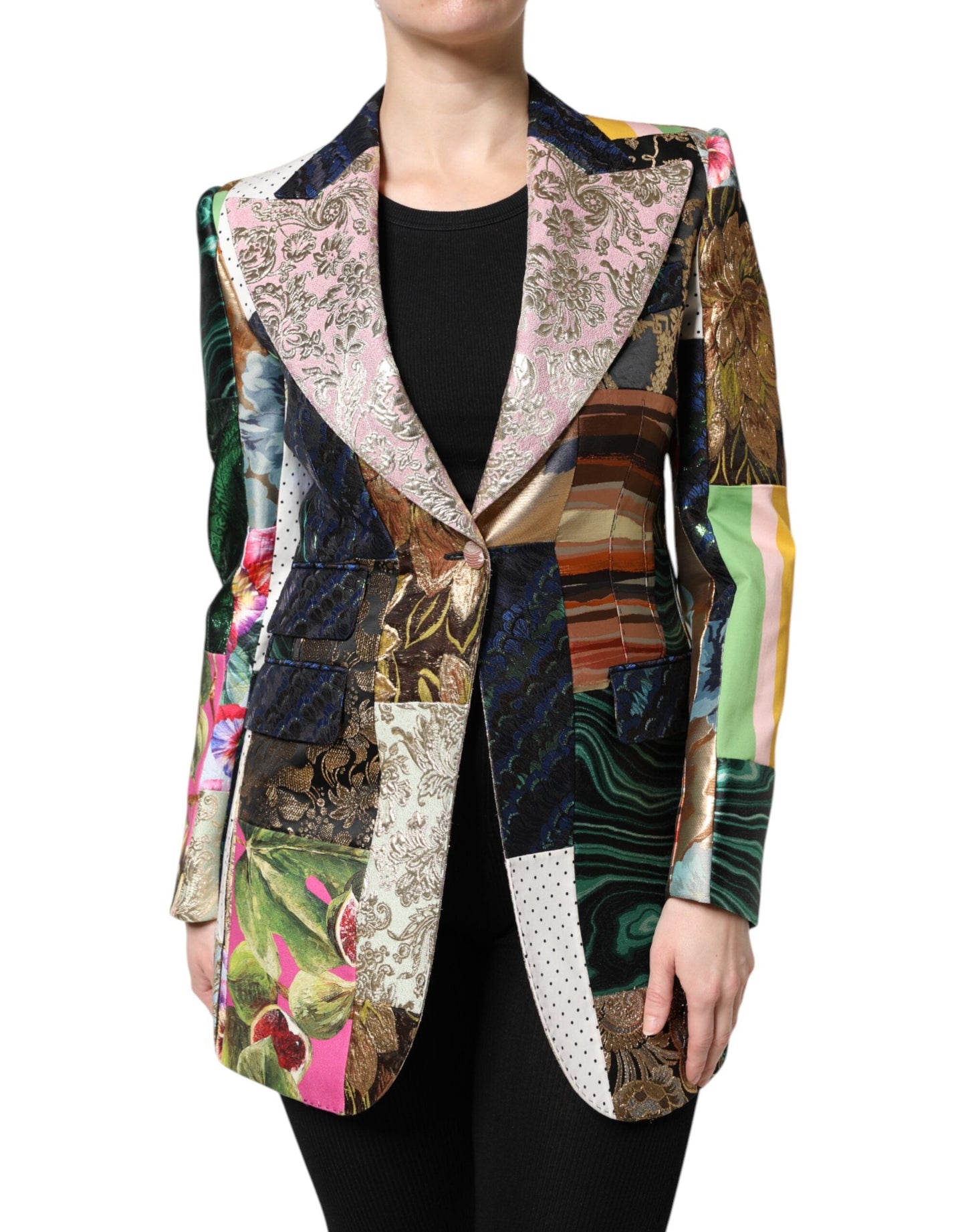 Dolce & Gabbana Multicolor Floral Patchwork Jacquard Women's Jacket