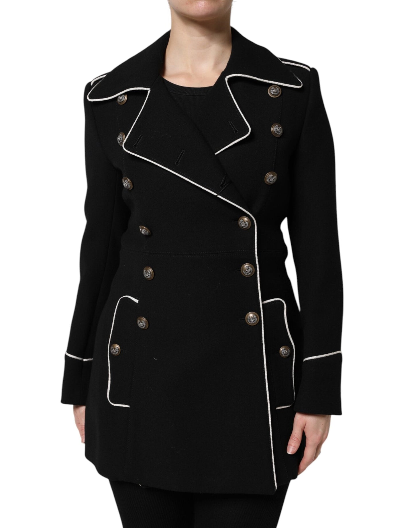 Dolce & Gabbana Black Wool Double Breasted Blazer Women's Jacket