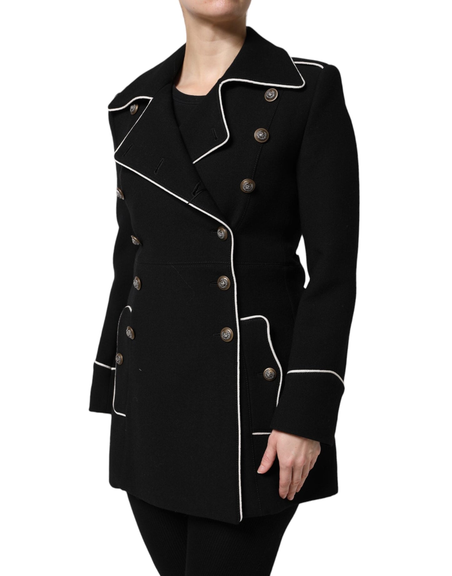 Dolce & Gabbana Black Wool Double Breasted Blazer Women's Jacket