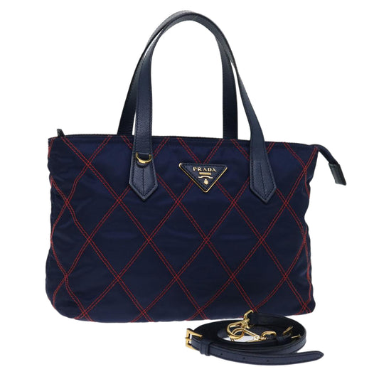 PRADA Hand Bag Nylon 2way Navy Red  71293A