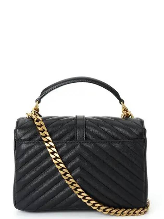 Saint Laurent College Medium in Quilted Leather Shoulder Bag Black