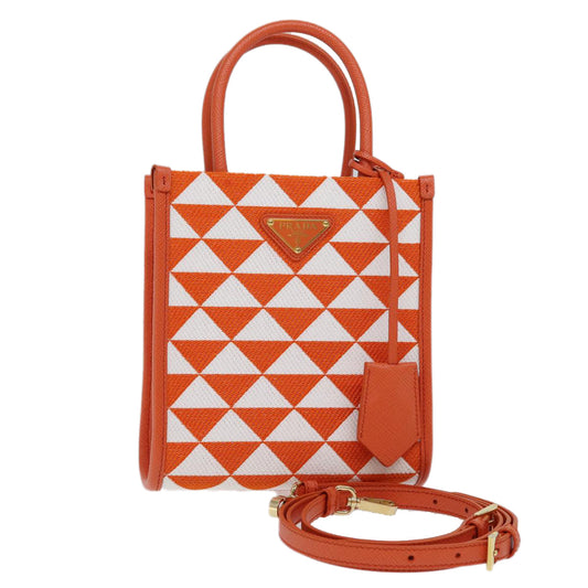 PRADA Hand Bag Canvas 2way Orange  71577SA
